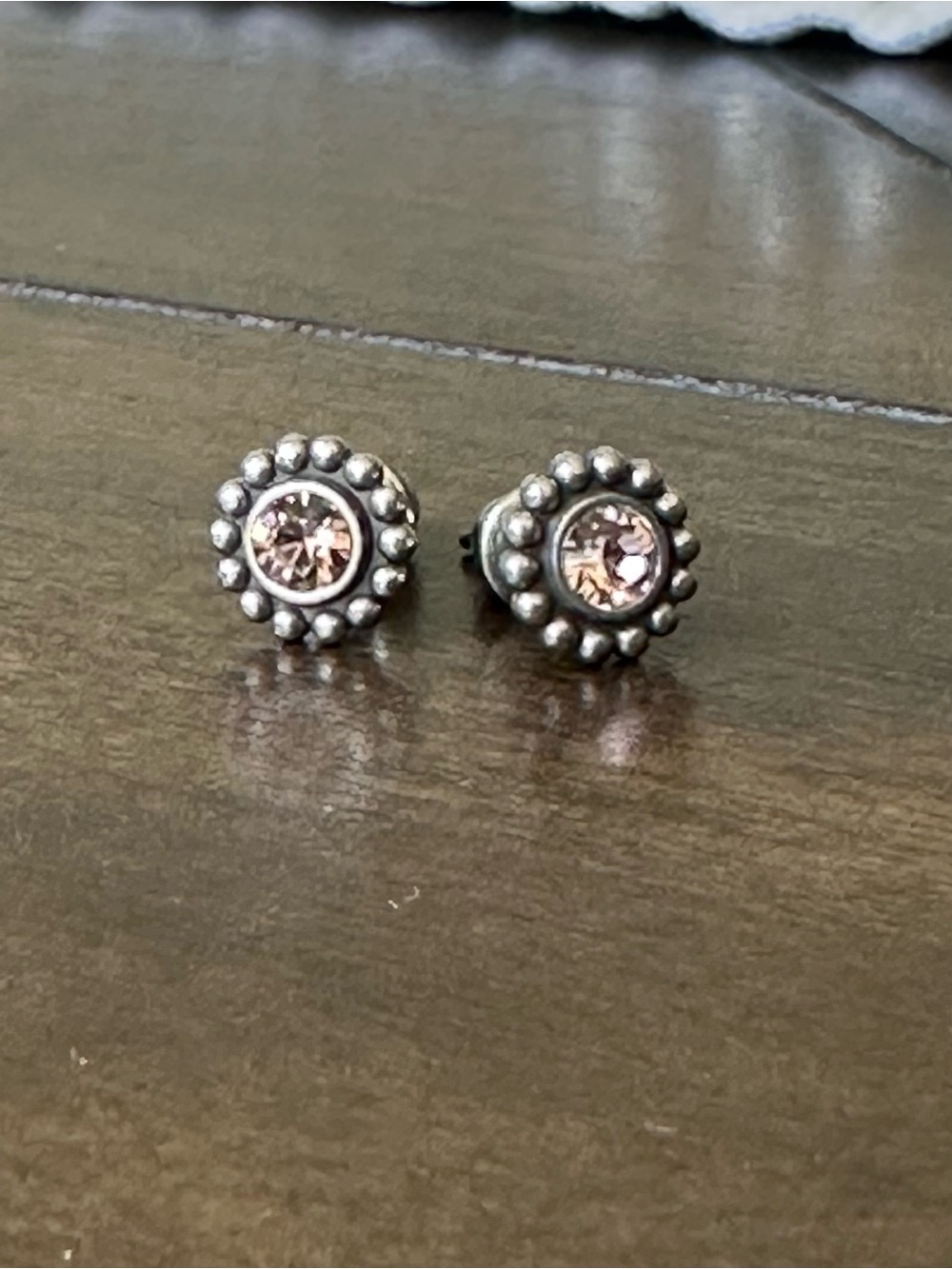 Stud Earrings with Pink Crystal
